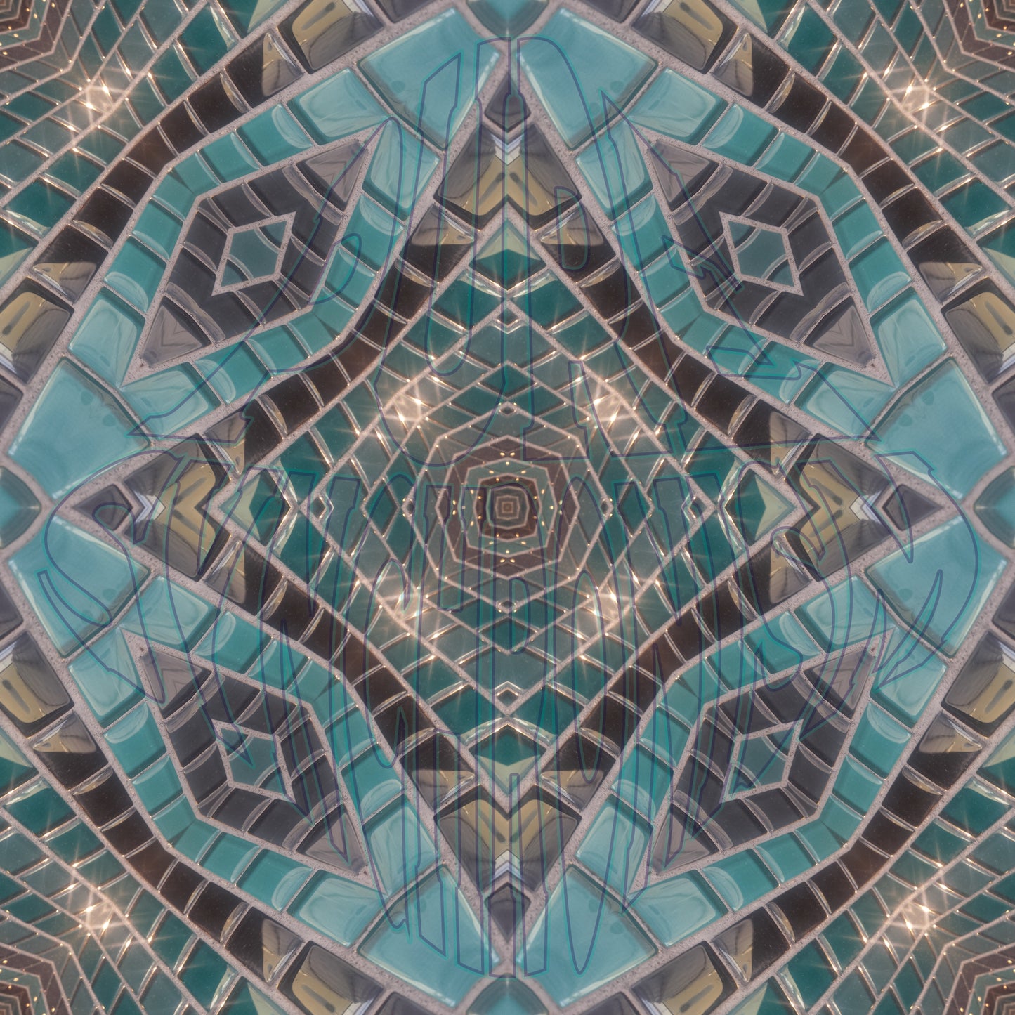 Blue Green Glass Tile v.1 — Cotton Hoodie