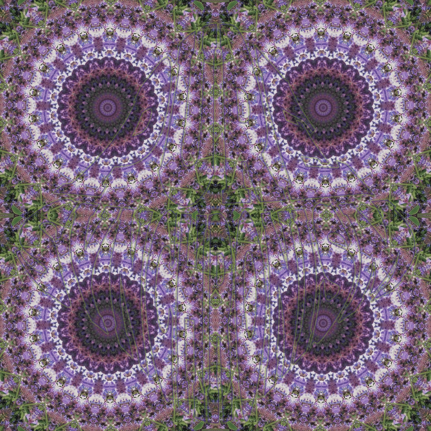 Purple Flower Clusters Spiral v.1 Cotton Hoodie