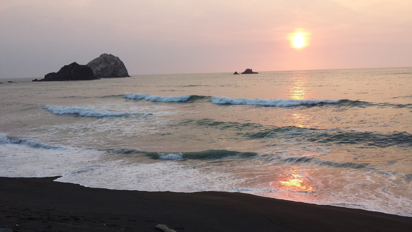 Sunset Black Sand Beach Spiral v.1 Cotton Hoodie